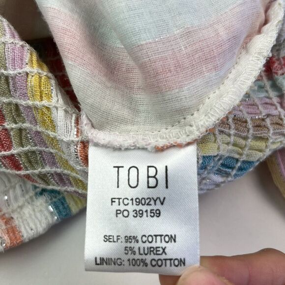 Tobi Dream Girls Crop Top M Striped Rainbow Festival Boho Hippie Flared sleeve - Picture 13 of 14
